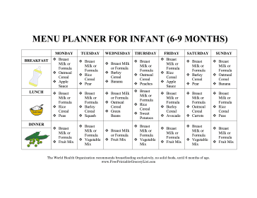 printable meal planner for baby