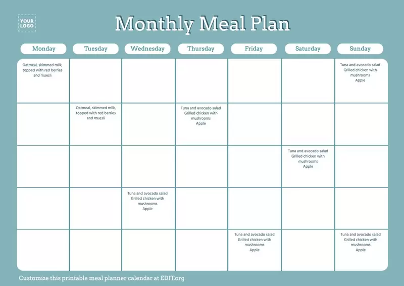 printable meal planner monthly