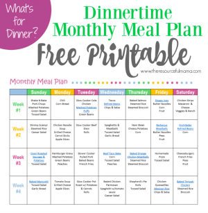 printable meal planner monthly