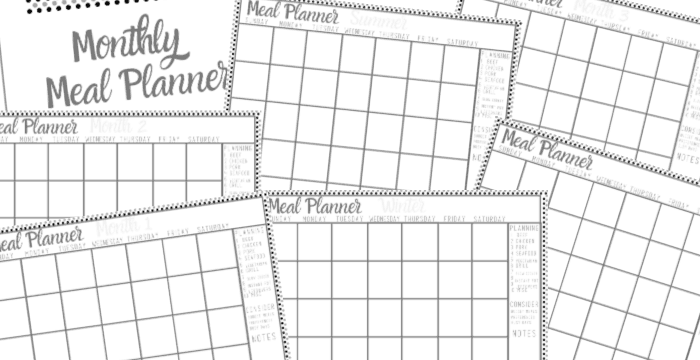 printable meal planner monthly