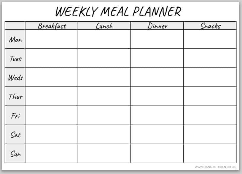 Meal Planner Template - Free Printable - Lianas Kitchen
