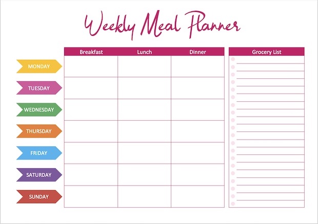 ᐈ Free Printable Meal Planner Templates (PDF &  WORD)