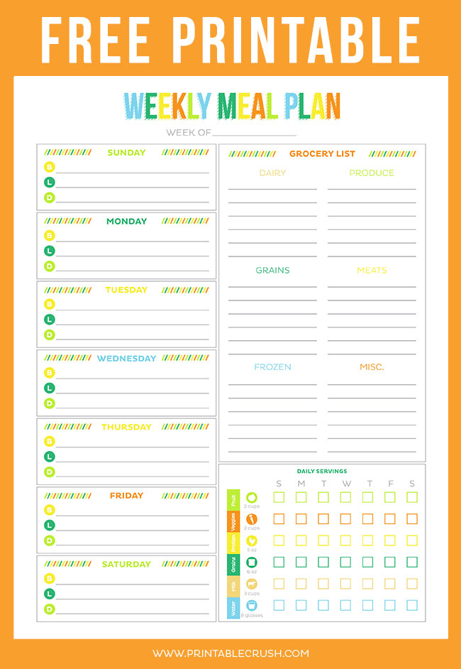 FREE Printable Weekly Meal Planner - Printable Crush