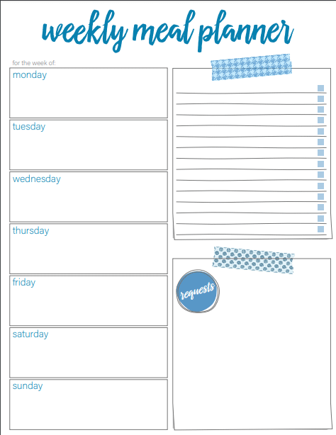 printable meal planner uk