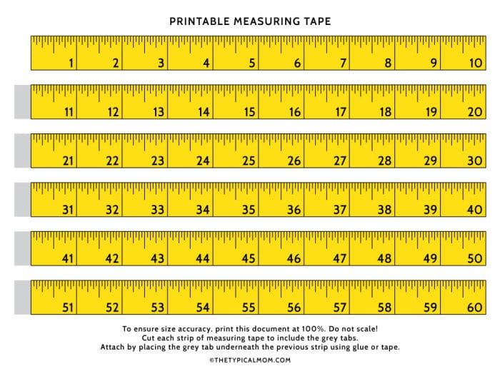 printable measuring tape 60 inch