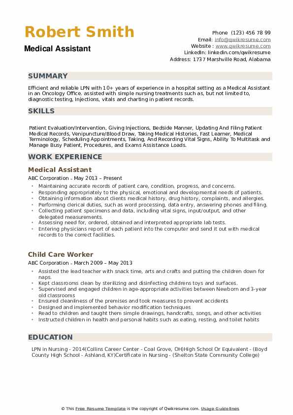 Medical Assistant Resume Samples | QwikResume