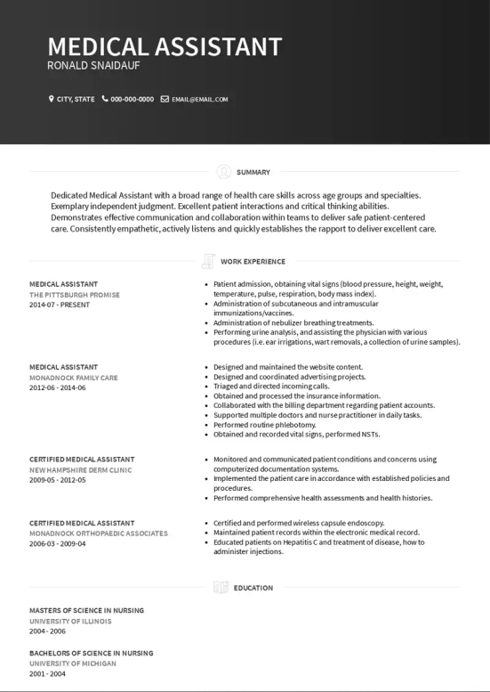 printable medical assistant resume