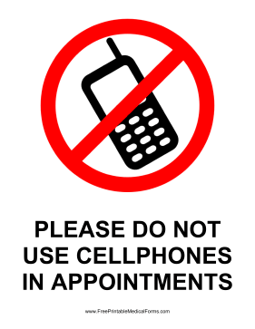 Printable No Cellphones Sign