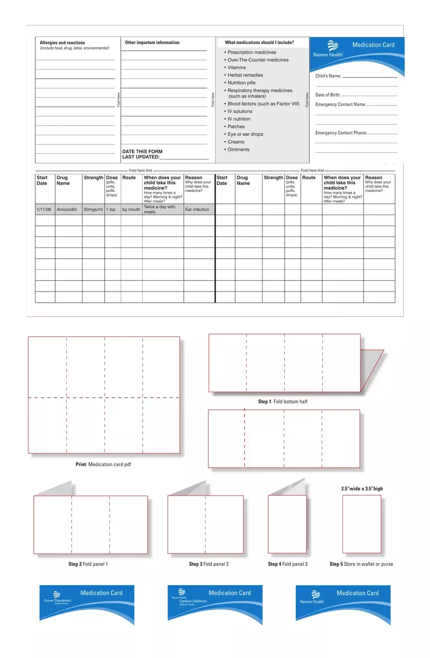 Printable Medication List For Wallet PDF Form - FormsPal