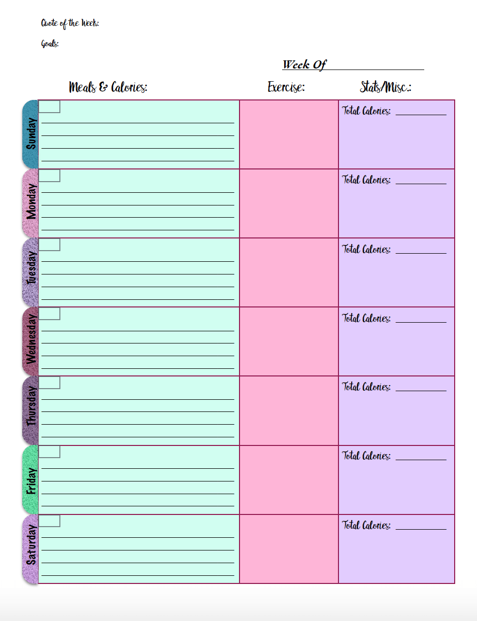 printable medifast food journal