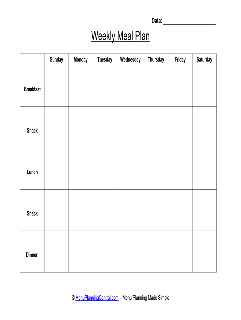 Meal Plan Template Editable - Fill Online, Printable, Fillable ...