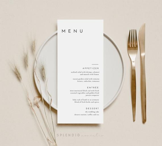 Wedding Menu and Name Card Template, Monogram &  Border, Editable ...
