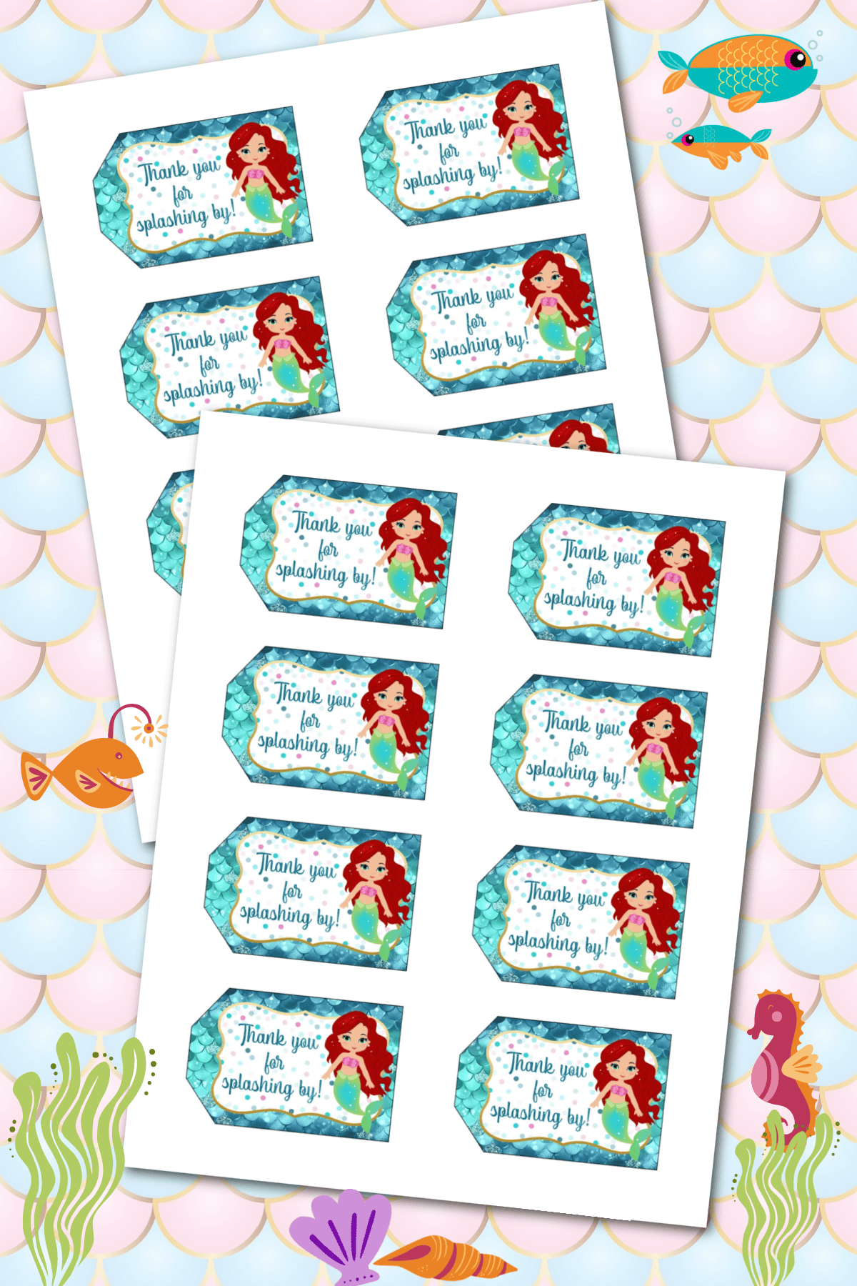 printable mermaid gift tags