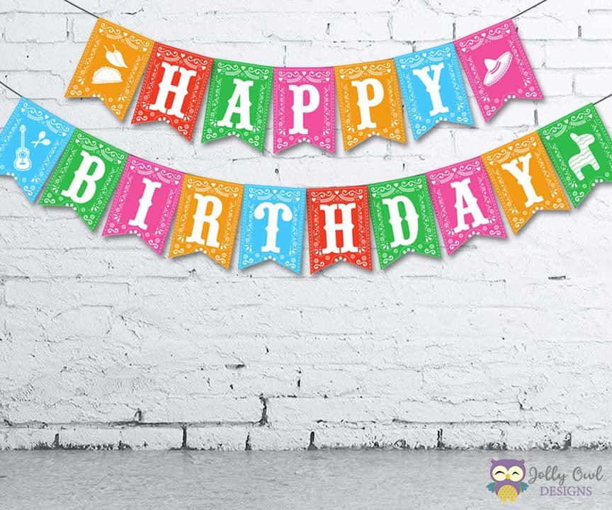 Mexican Fiesta Happy Birthday Printable Banner