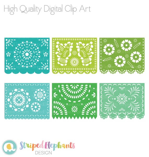 Papel Picado Clipart, SVG Cut Files, Printable Digital Mexican ...