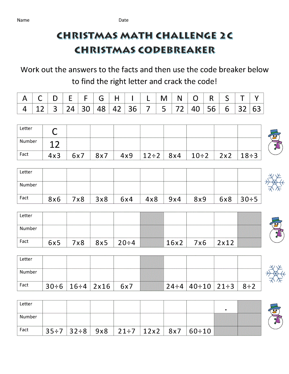 Fun Math Worksheets for Middle School Free | Christmas math ...