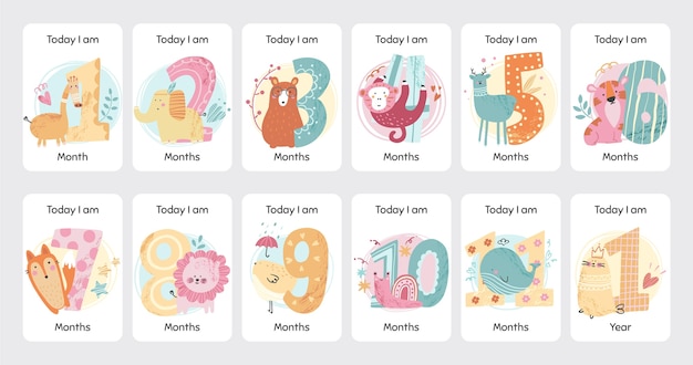 Page 3 | Monthly Baby Milestone Vectors &  Illustrations for Free ...