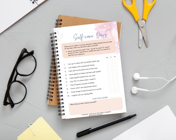 Self-care Planner Quiz Printable Self-love Journal Mental Health ...