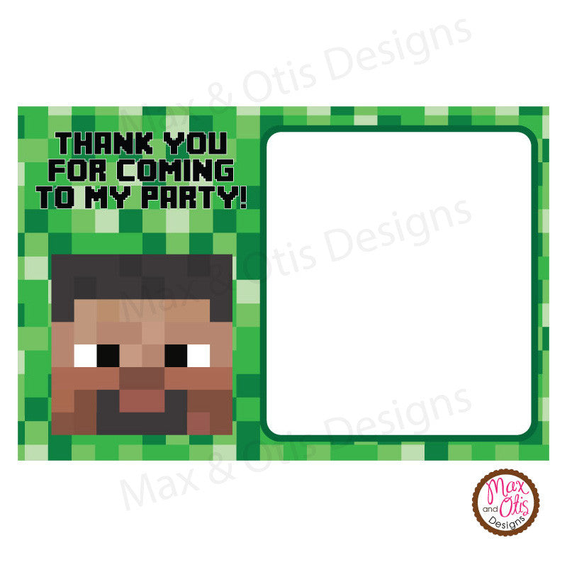 Printable Thank You Card - Minecraft Steve (editable PDF) - Max ...