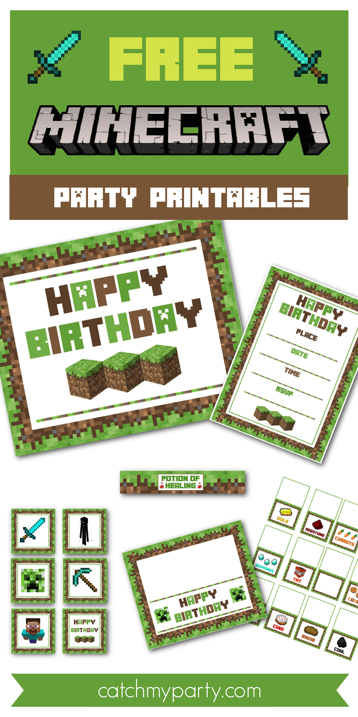 Download These Awesome FREE Minecraft Party Printables! | Catch My ...