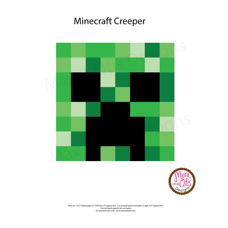 Minecraft Creeper Printable Box Head - Max &  Otis Designs