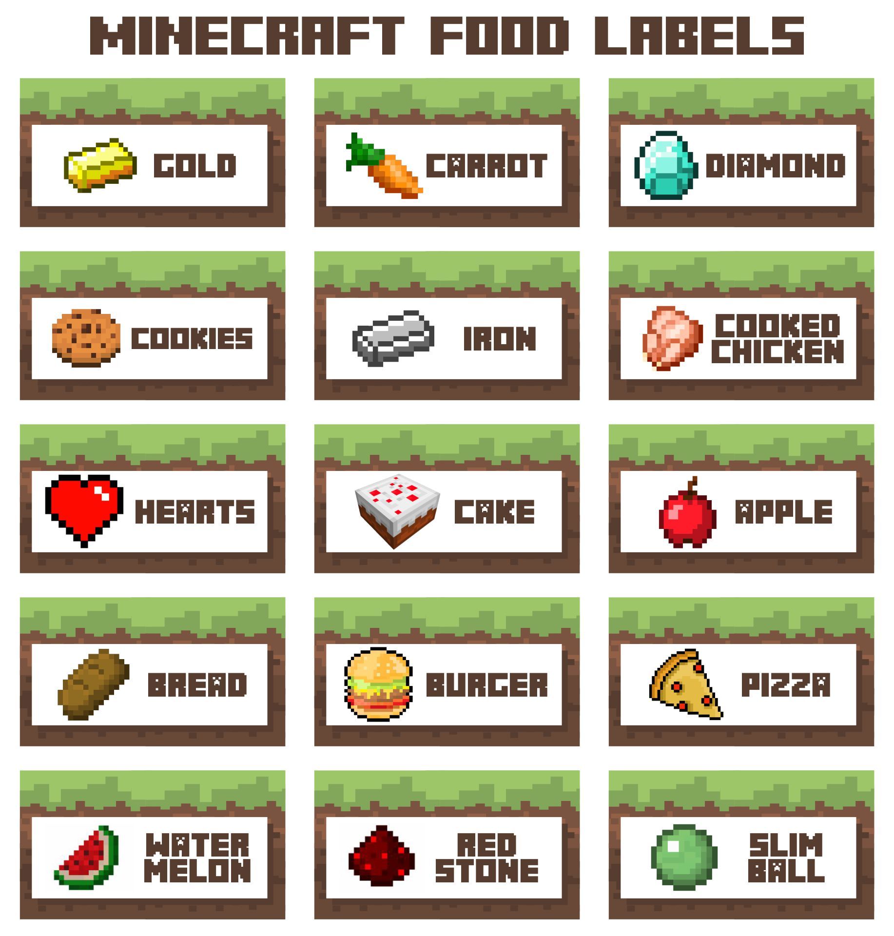 label-free-printables-worksheets-library for Free Printable Minecraft Food Tent Cards Label Free Printables - Worksheets Library for Free Printable Minecraft Food Tent Cards