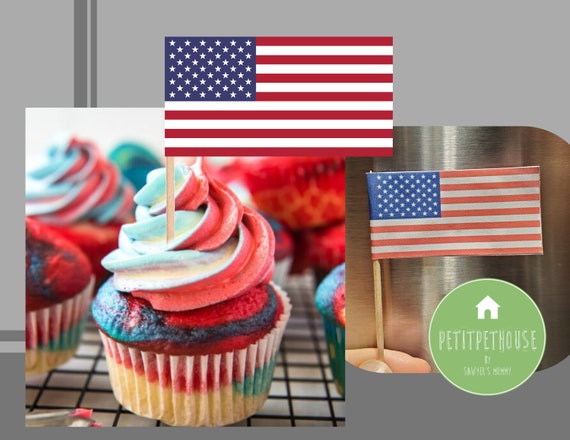 Printable Mini American Flag for Toothpick Cupcake Fruits Cocktail ...