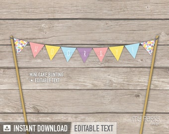 Bunting Cake Topper Confetti Party Cake Bunting Printable Mini ...