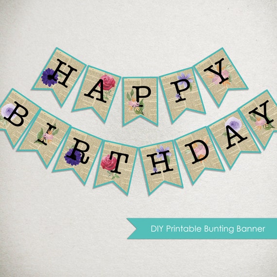 INSTANT DOWNLOAD Happy Birthday BANNER Printable Bunting Reading ...