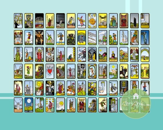 Printable 1:12 Miniature Scale Deck of Tarot Cards 78 Cards for ...