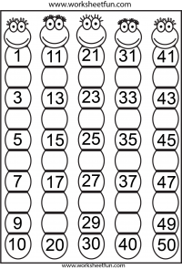 Missing Numbers 1-50 - Eight Worksheets / FREE Printable ...