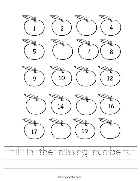 printable missing number worksheet