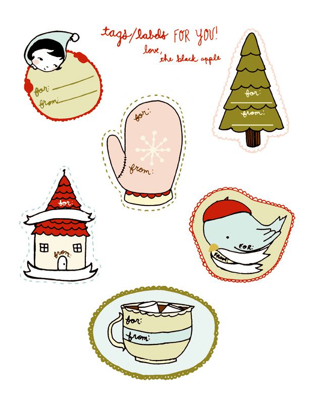 printable mitten gift tags