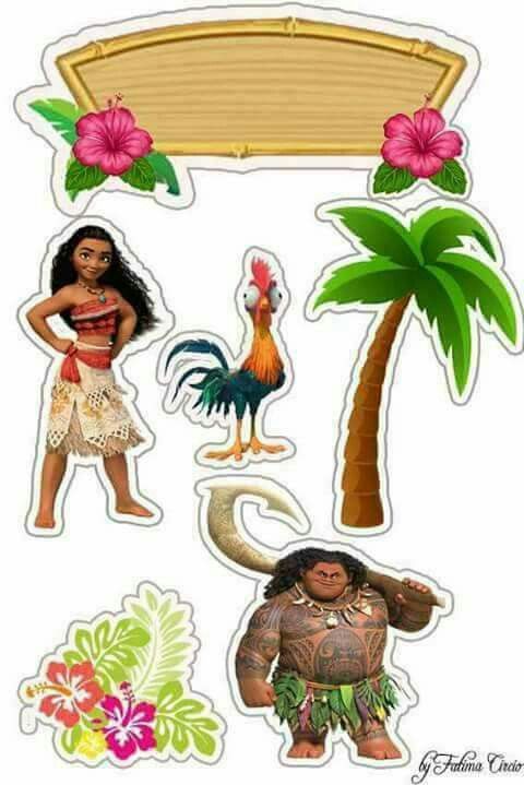Moana Party Free Printable Cake Toppers.