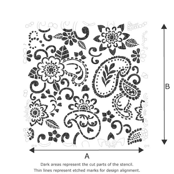 Buy Paisley Repeat Stencil, Stencils for Walls, Pattern Stencils ...
