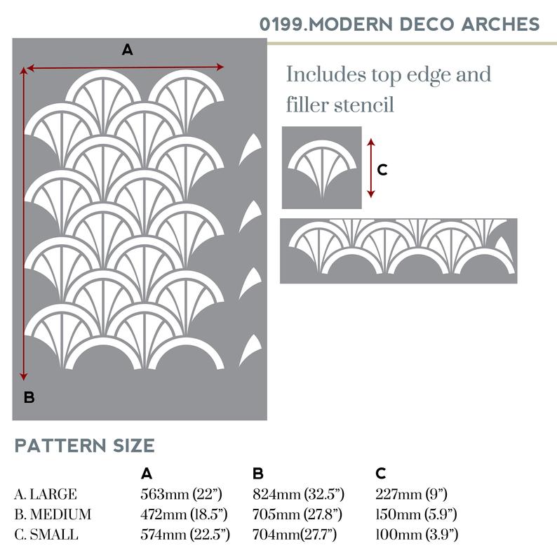 Modern Art Deco Wall Stencil, beautiful feature wall - STENCIL UP