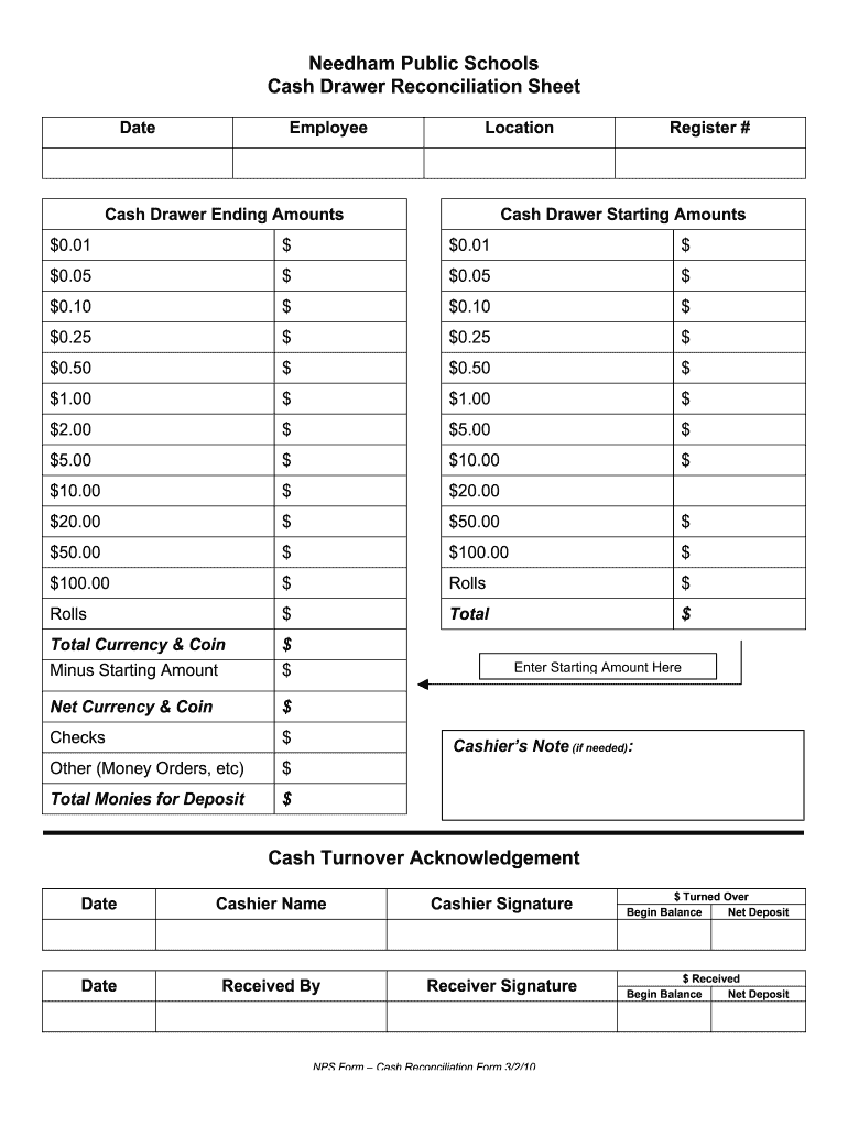 Cash Drawer Count Sheet - Fill Online, Printable, Fillable, Blank ...