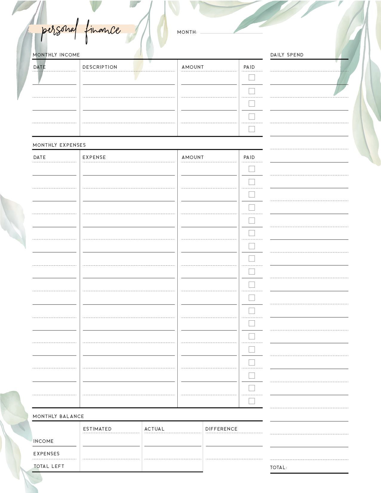 printable money balance sheet