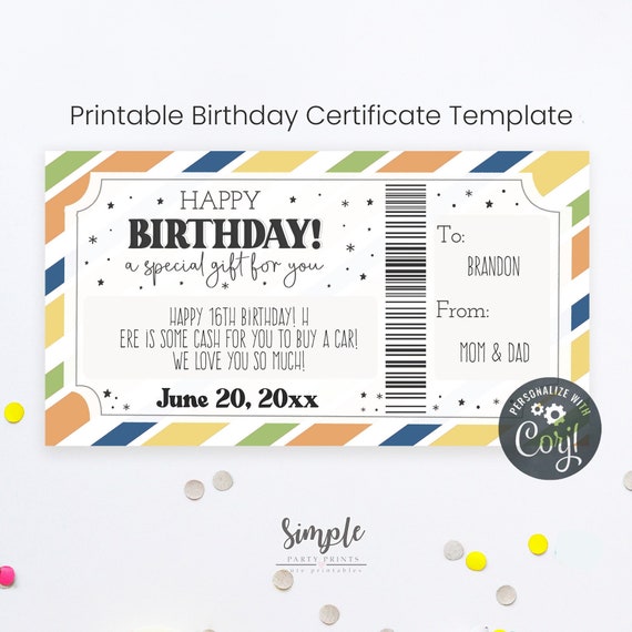 printable money certificate
