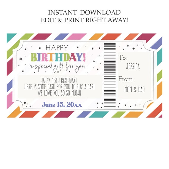 Editable Birthday Gift Voucher, Printable Bday Certificate ...