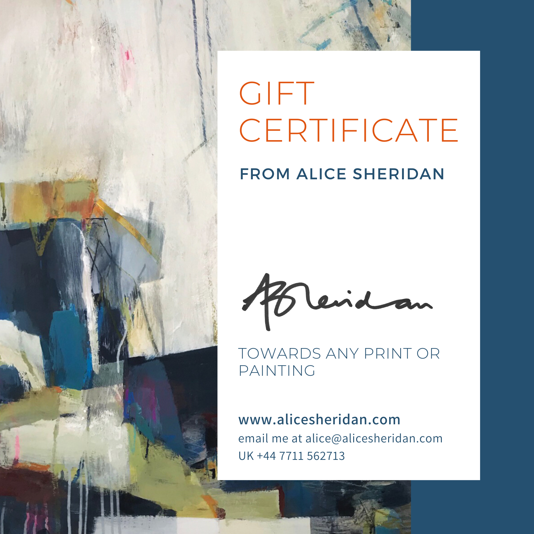 Printable Gift Certificate £200 - Alice Sheridan: contemporary artist
