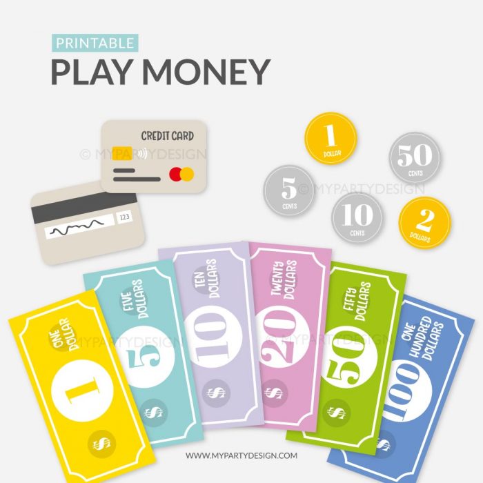 Printable Play Money for Kids Pretend Play - My Party Design