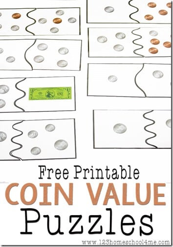 Coin Value Puzzles - A Printable Money Games