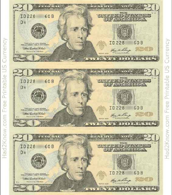 printable money real size