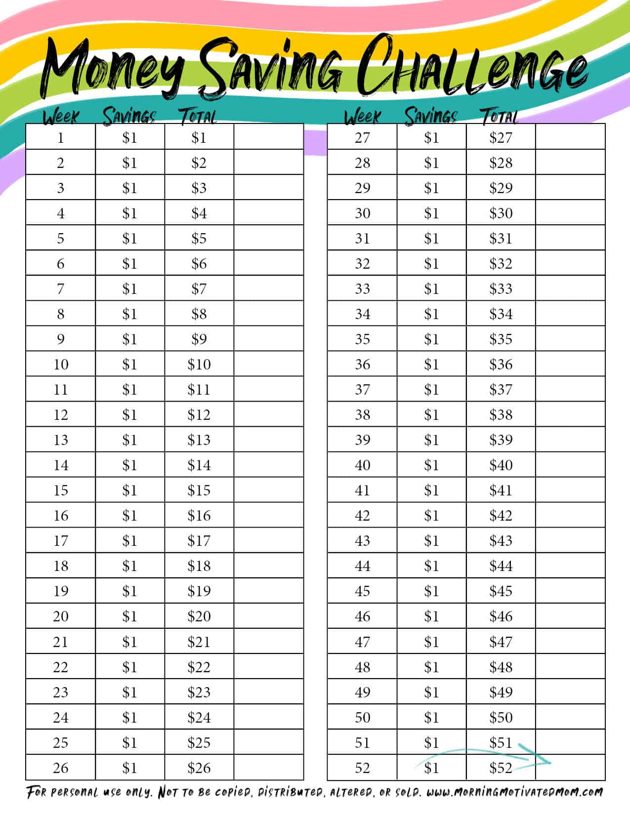 Money Saving Challenge for Kids with Printable - Morning Motivated Mom