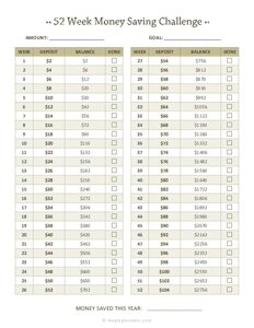 52 Week Money Saving Challenge