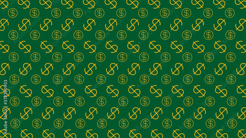 Dollar money sign pattern on green background, USD dollar currency ...