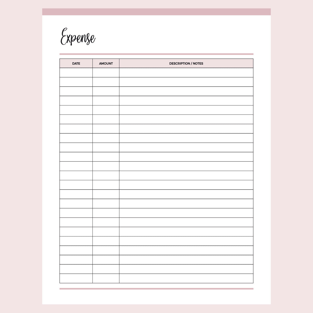 printable money spending tracker