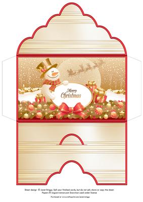 Christmas Money Wallet Envelope Gold Snowman
