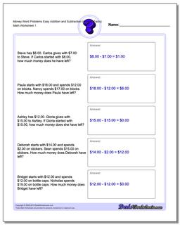 printable money word problems for 2nd grade